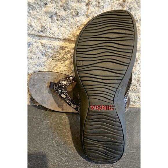 Vionic Lucia Toe Post Sandal Slate Grey Snake Flipflops Sandals, Womens Sz 6 - Picture 2 of 7